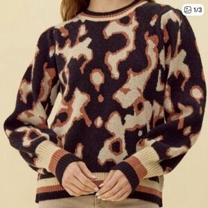 067.Print Knit Pullover Sweater Top